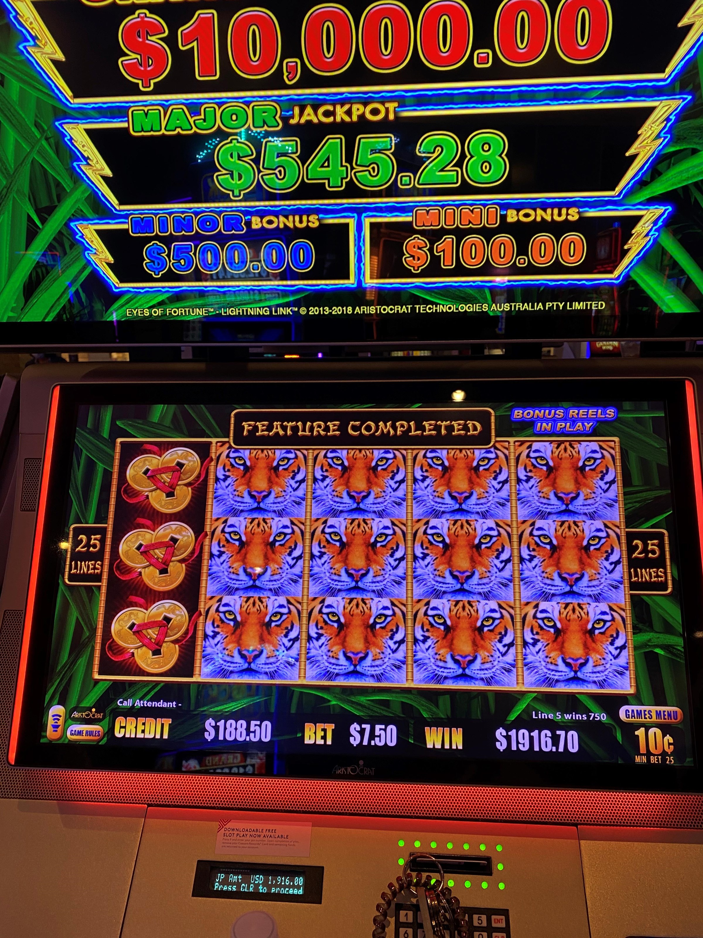 Lightning Link Tiger - Harrahs Gulf Coast. Bet $2cents @... Post Image