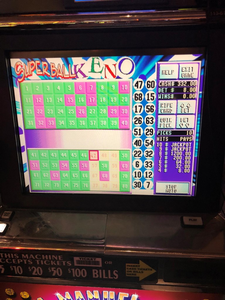 $3600 win on Keno, $5.00 bet, 7. Numbers plus the Superba... Post Image